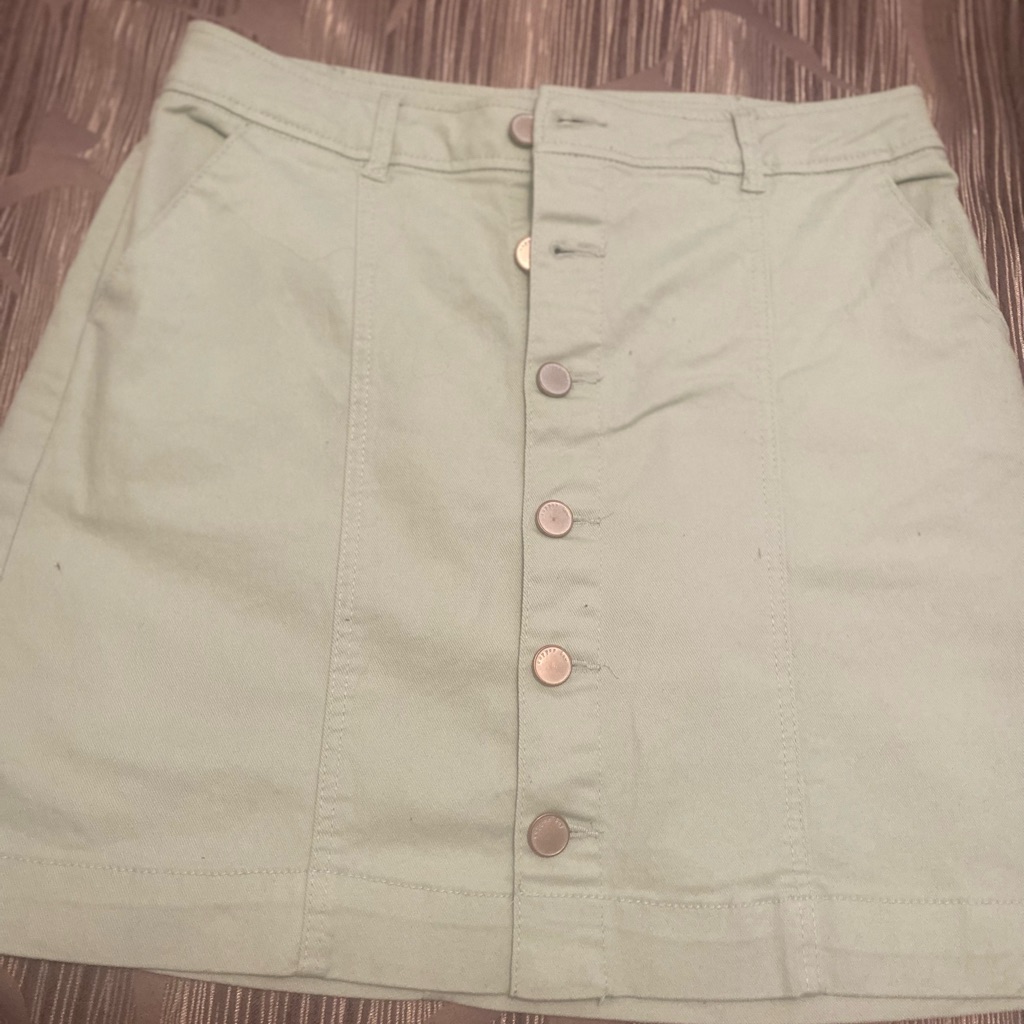 Pale Green Green Jean Skirt